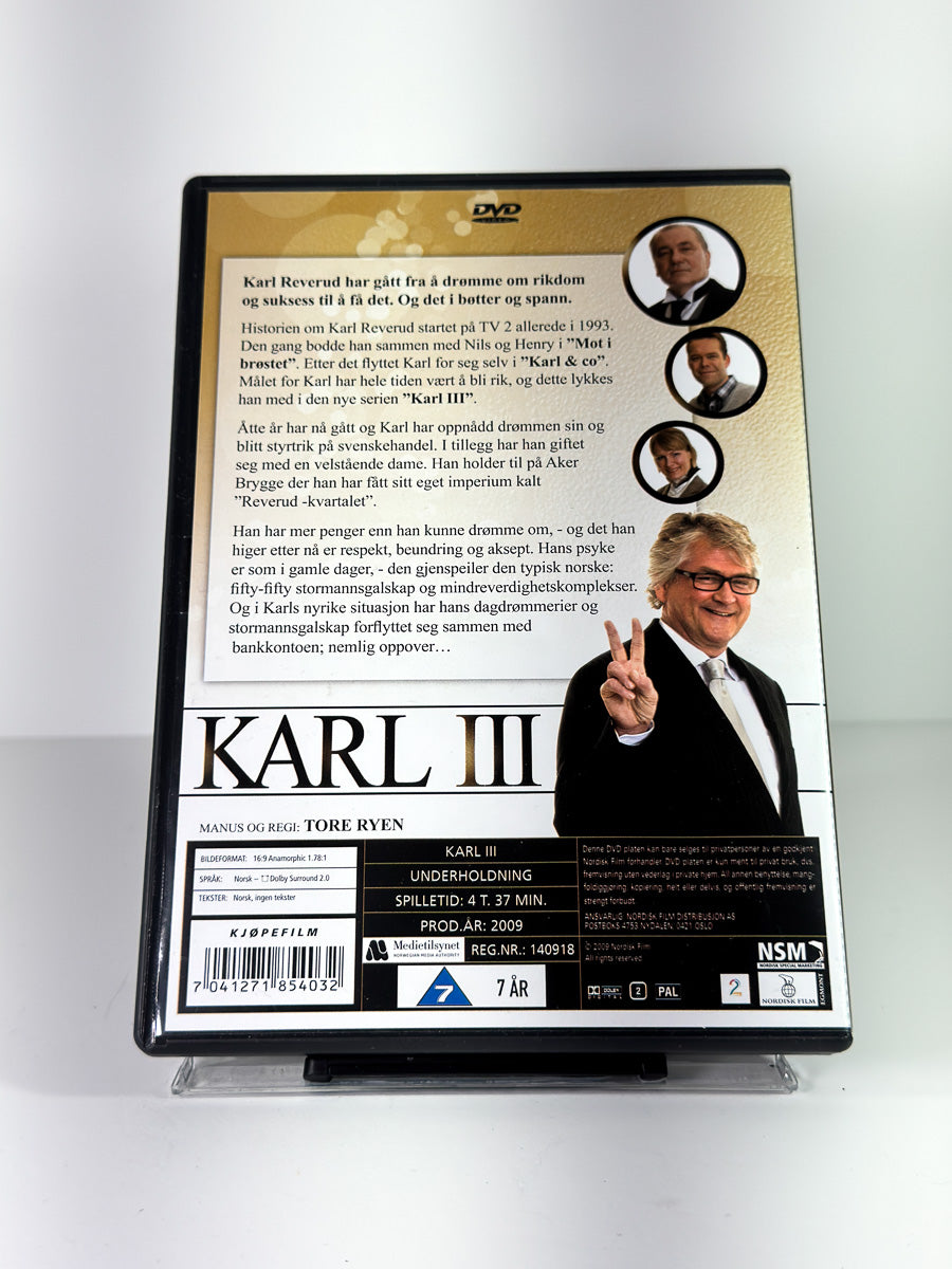 Bakside av cover til Karl III på DVD