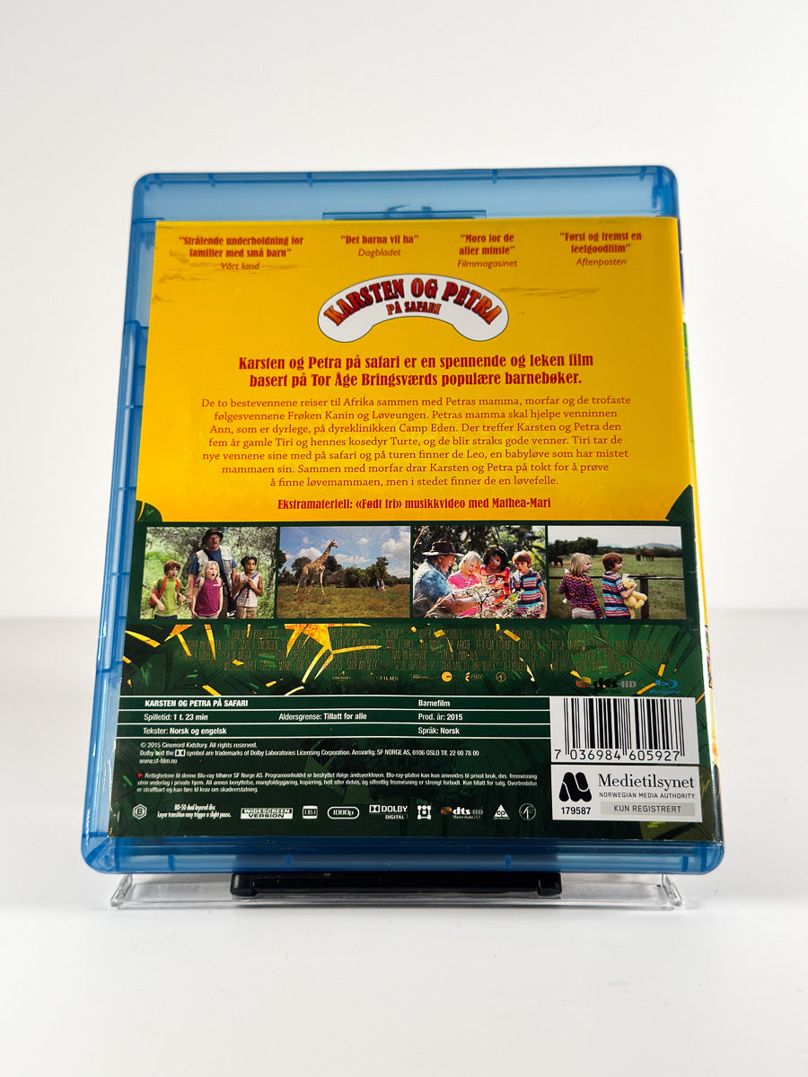 Bakside av cover til Karsten og Petra på safari på Blu-ray