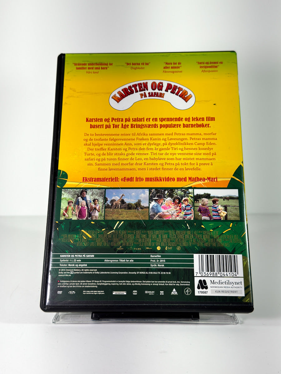 Bakside av cover til Karsten og Petra på safari på DVD