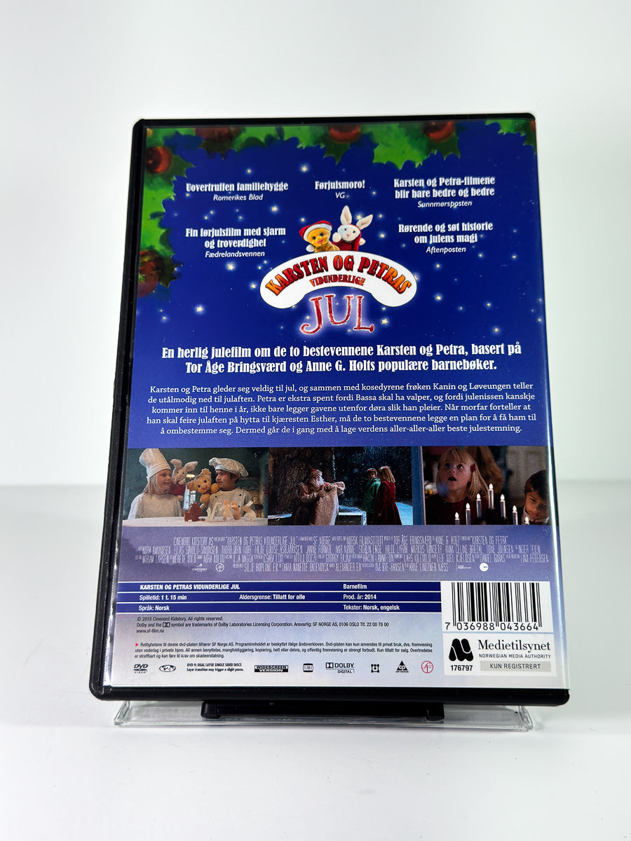 Bakside av cover til Karsten og Petras vidunderlige jul på DVD