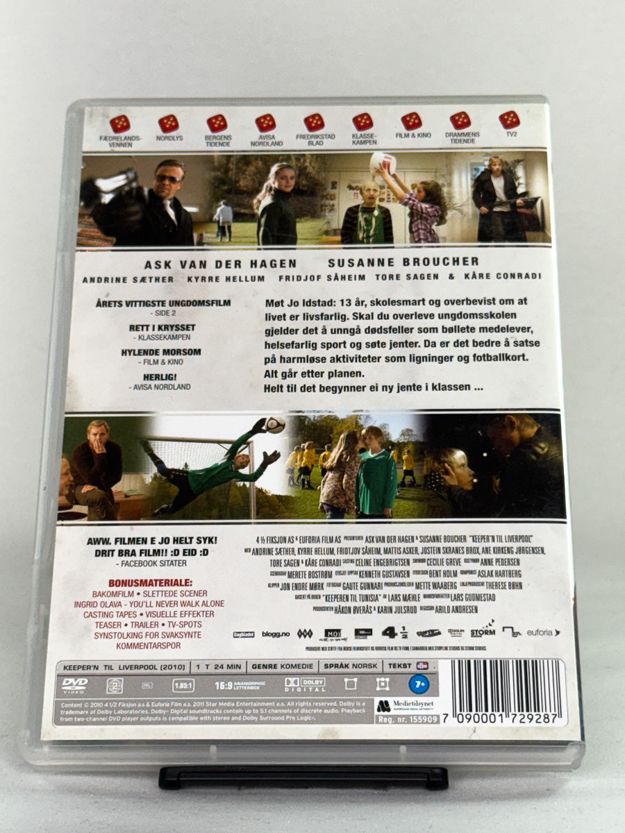 DVD-bakside til filmen Keeper'n til Liverpool
Baksiden viser info, spesifikasjoner og eventuell ekstratekst – produktbilde fra nettbutikken Brukbar Film