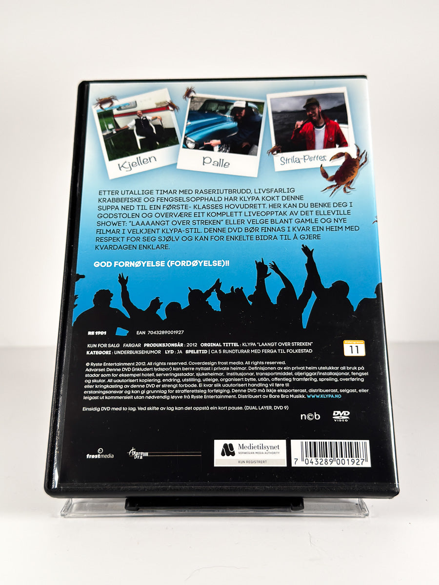 Bakside av cover til Klypa – Låangt over streken på DVD