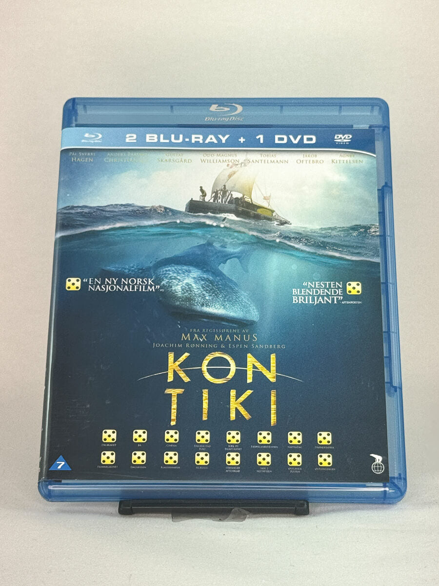 Forside av Blu-ray-cover til Kon-Tiki – Oscar-nominert norsk eventyrfilm på Blu-ray, brukt film fra Brukbar Film