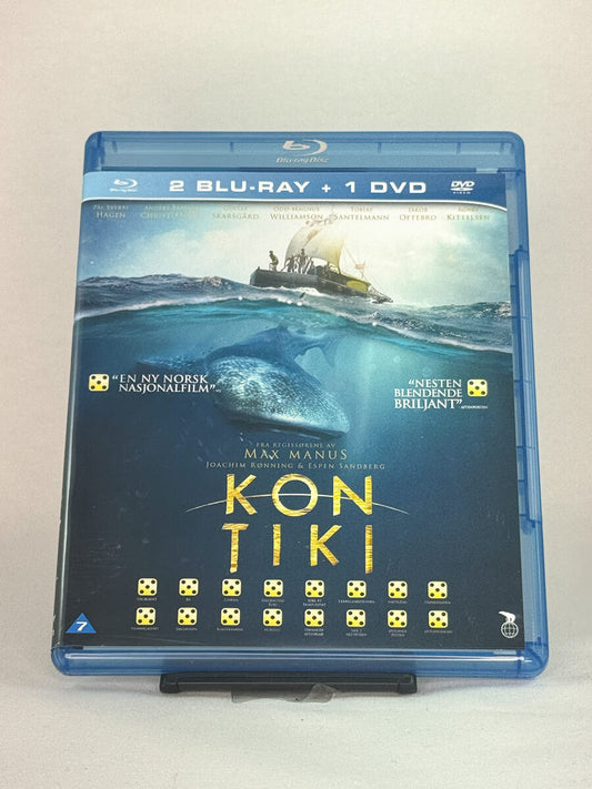 Forside av Blu-ray-cover til Kon-Tiki – Oscar-nominert norsk eventyrfilm på Blu-ray, brukt film fra Brukbar Film