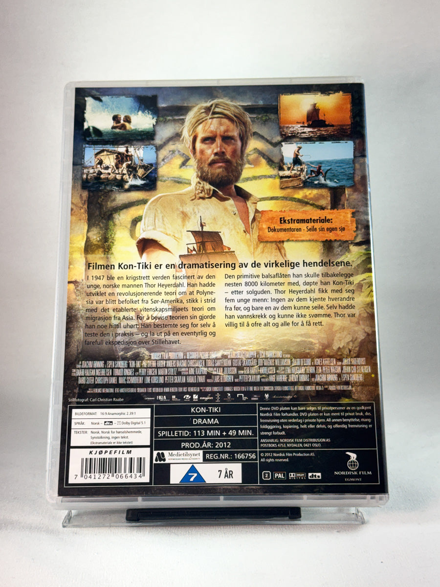 Bakside av cover til Kon-Tiki, brukt DVD hos Brukbar Film