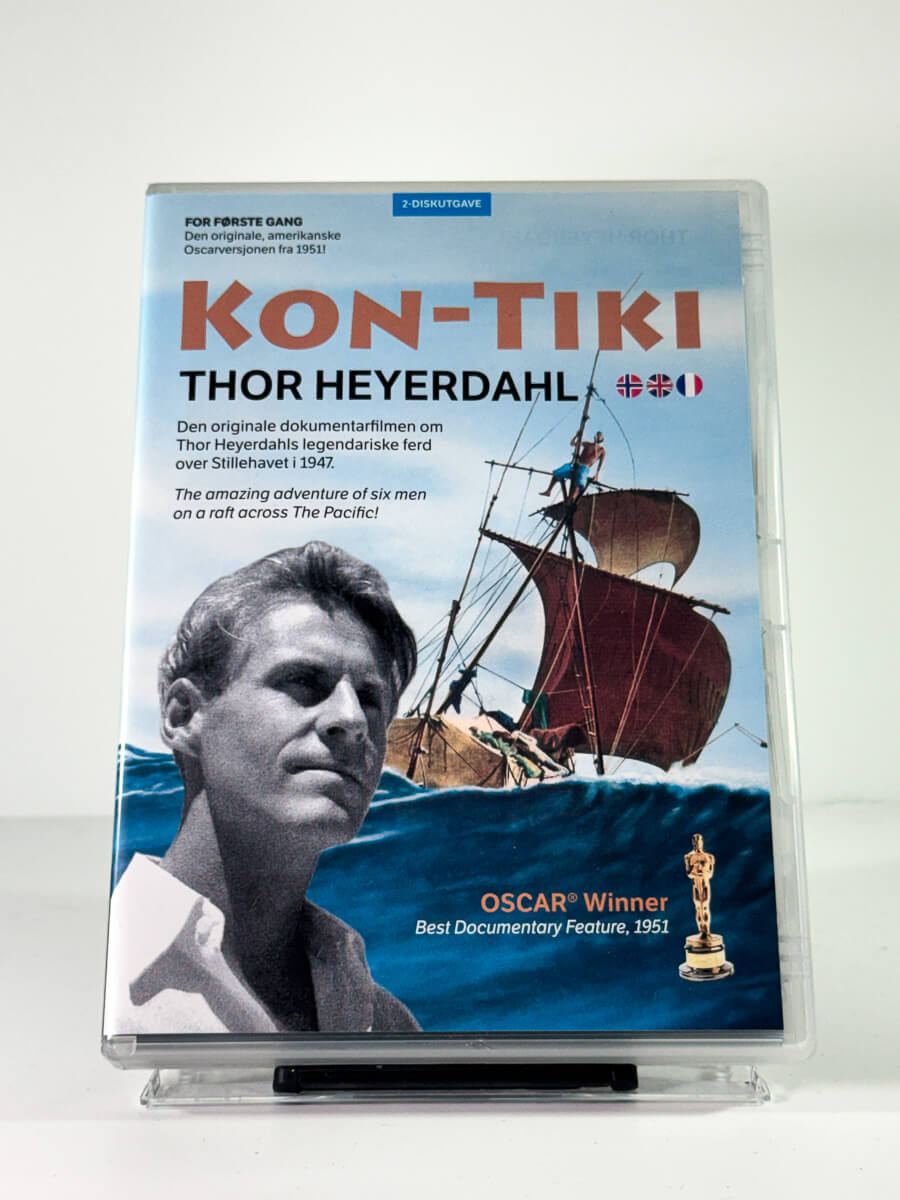 Forside av cover til Kon-Tiki Thor Heyerdahl, brukt DVD hos Brukbar Film