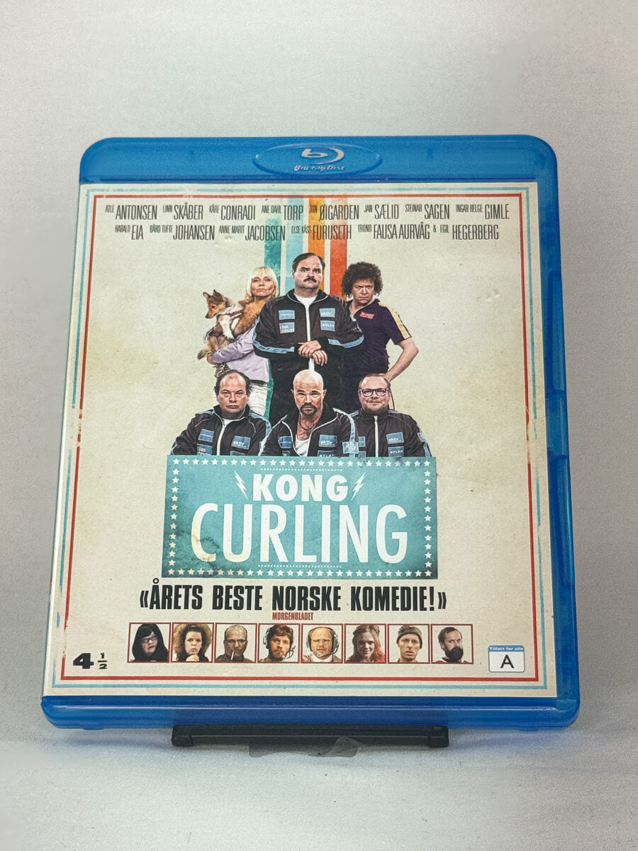 Blu-ray-cover forside til komedien Kong Curling – brukt norsk film, originalutgivelse hos Brukbar Film