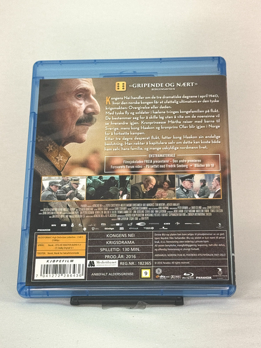 Bakside av Blu-ray-cover til Kongens nei – brukt historisk filmklassiker på Blu-ray fra Brukbar Film