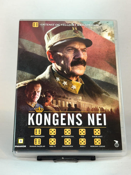 Forside av DVD-cover til Kongens nei (2016) – historisk norsk krigsdrama med Jesper Christensen og Anders Baasmo Christiansen – brukt DVD hos Brukbar Film.