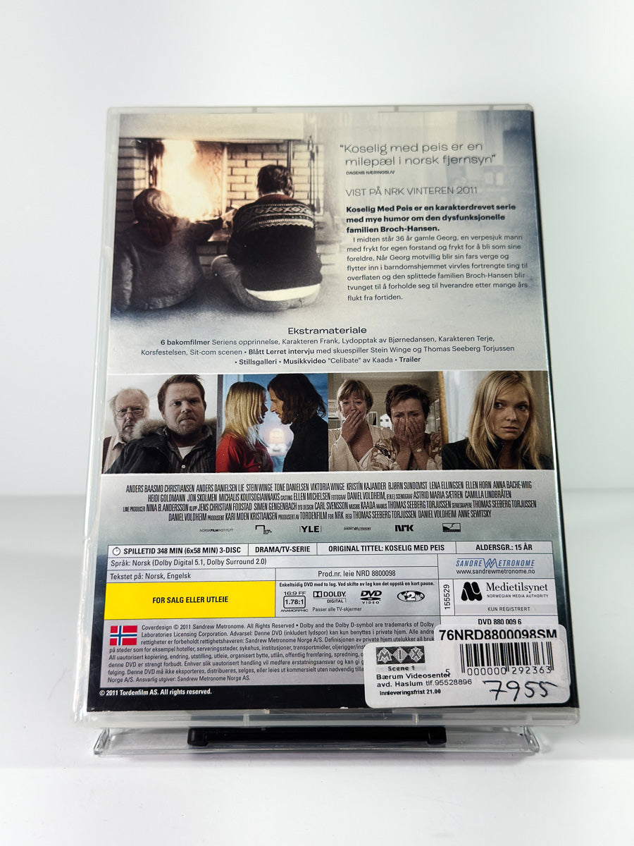 Bakside av cover til Koselig med peis DVD 