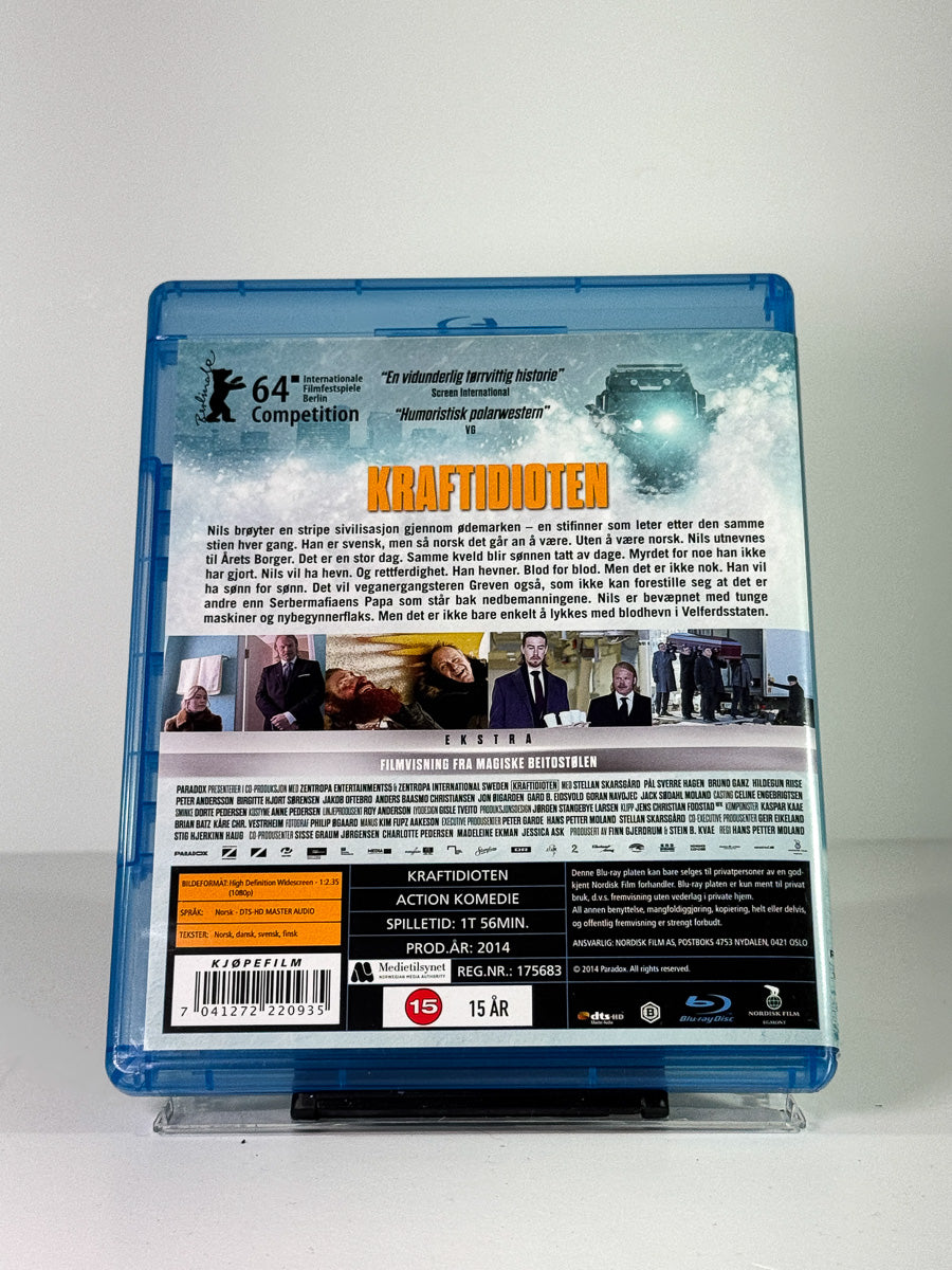 Bakside av cover til Kraftidioten på Blu-ray