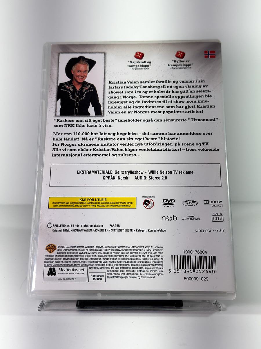 Bakside av cover til Kristian Valen – Raskere enn sitt eget beste! på DVD hos Brukbar Film