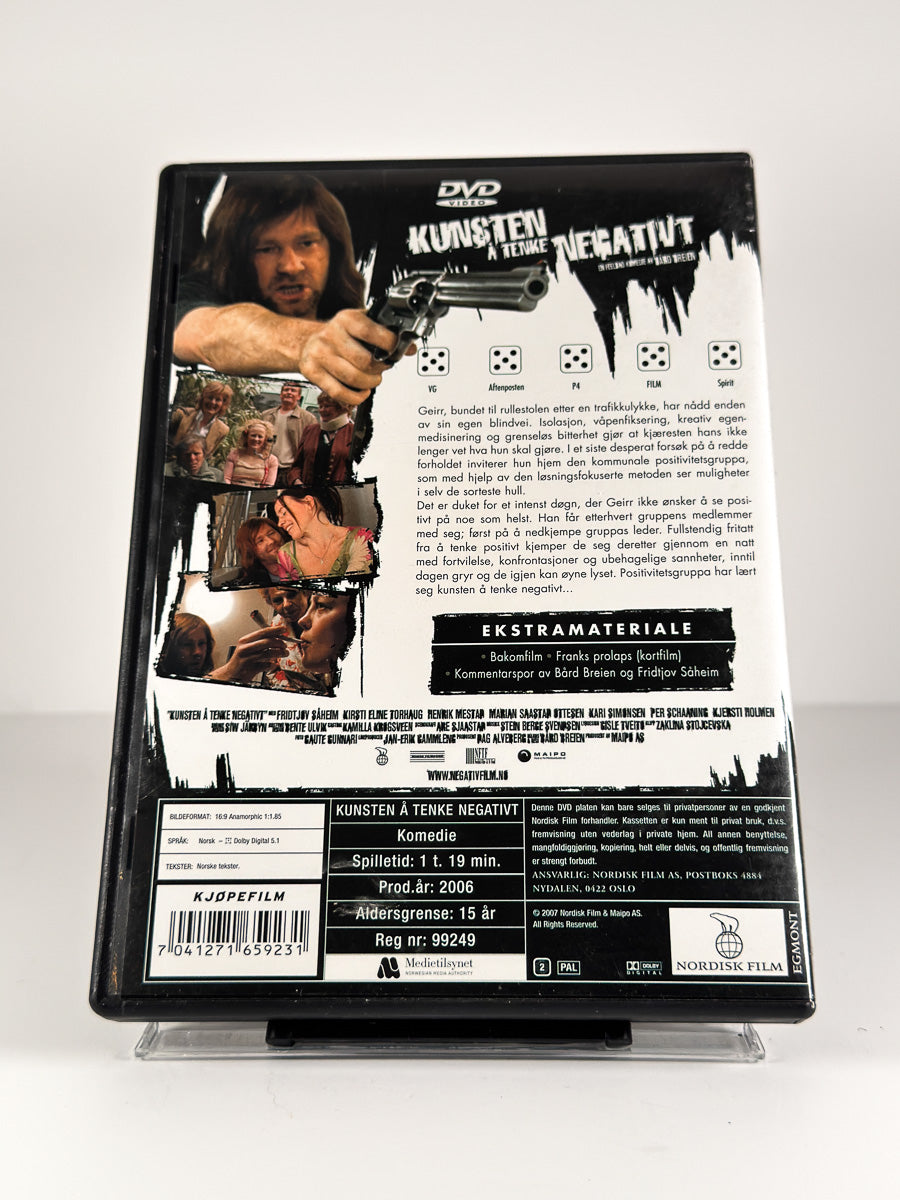 Bakside av cover til Kunsten å tenke negativt på DVD