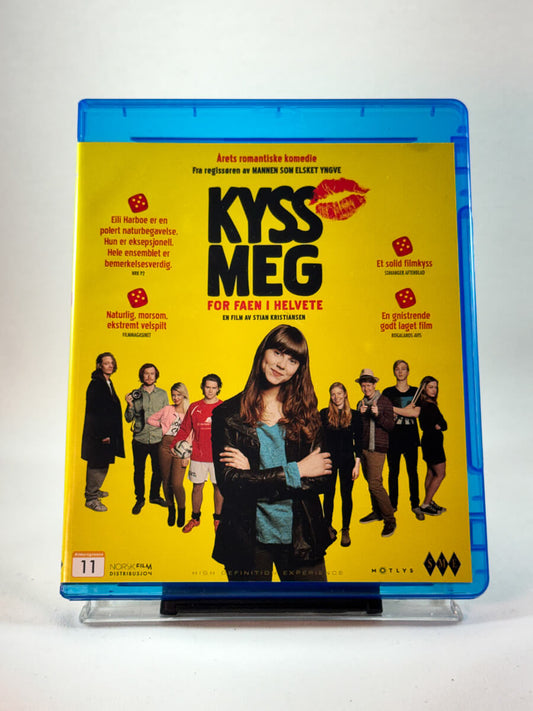 Kyss meg for faen i helvete – forside av Blu-ray-cover, norsk romantisk komedie, bruktfilm hos Brukbar Film