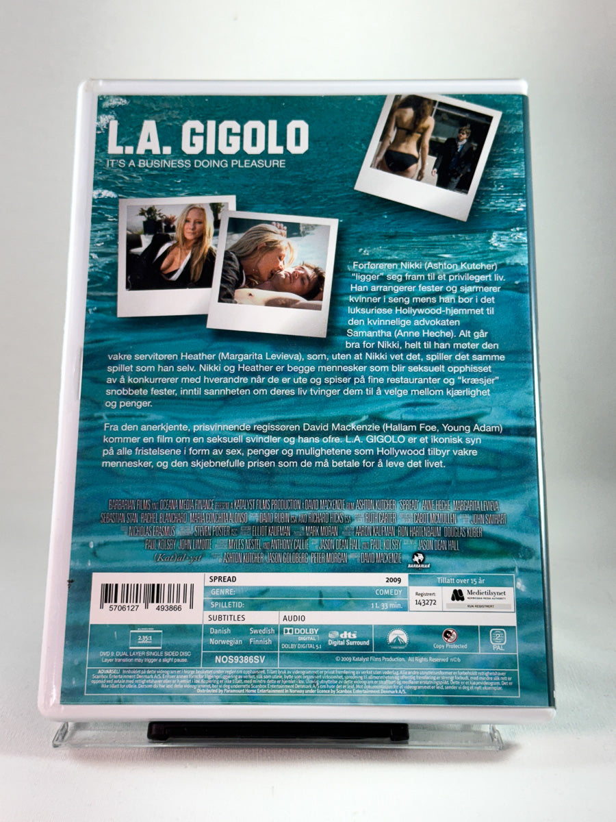 Bakside av cover til L.A. Gigolo, bruktfilm hos nettbutikken Brukbar Film