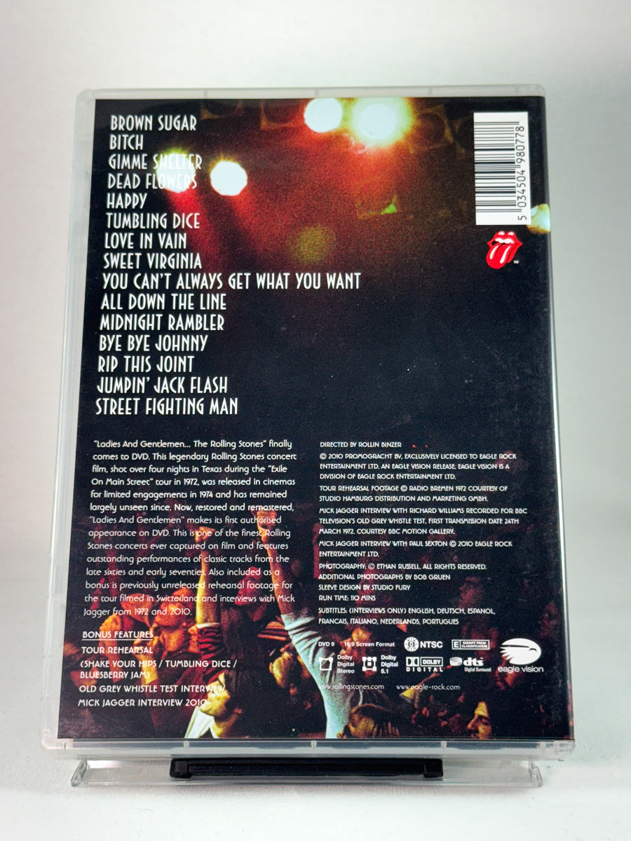 Bakside av DVD-cover til Ladies & Gentlemen – The Rolling Stones, bruktfilm hos nettbutikken Brukbar Film