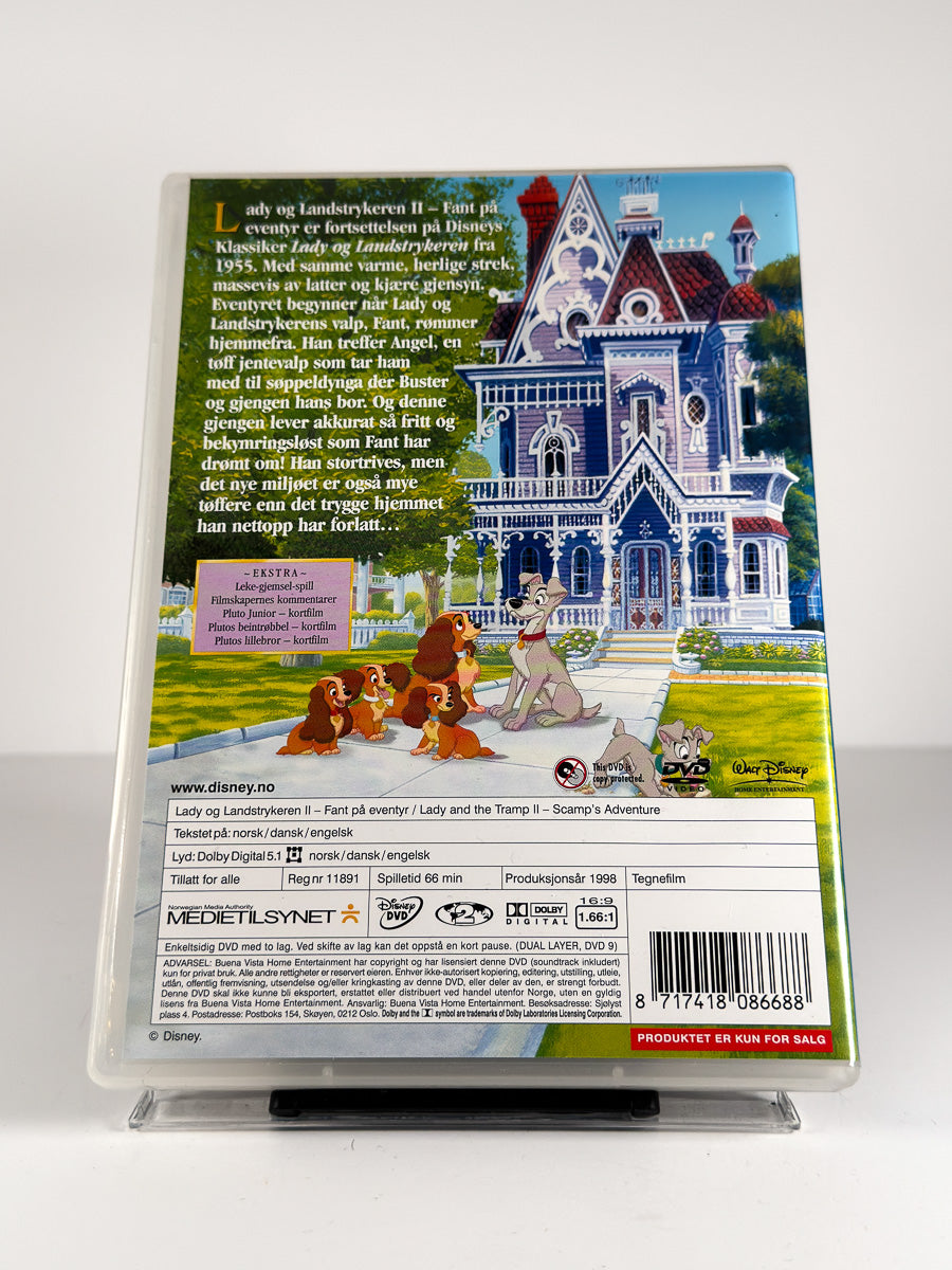 Bakside av cover til Lady og Landstrykeren II – Fant på eventyr på DVD
