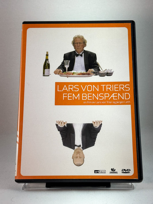 Forside av DVD-cover til Lars von Triers fem benspænd, brukt dokumentarfilm-utgivelse – tydelig produktbilde hos Brukbar Film.