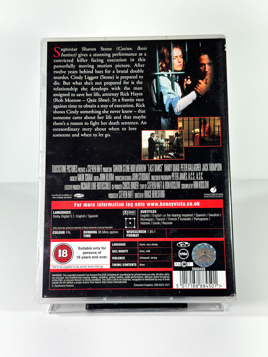 Bakside av cover til Last Dance, bruktfilm på DVD hos Brukbar Film