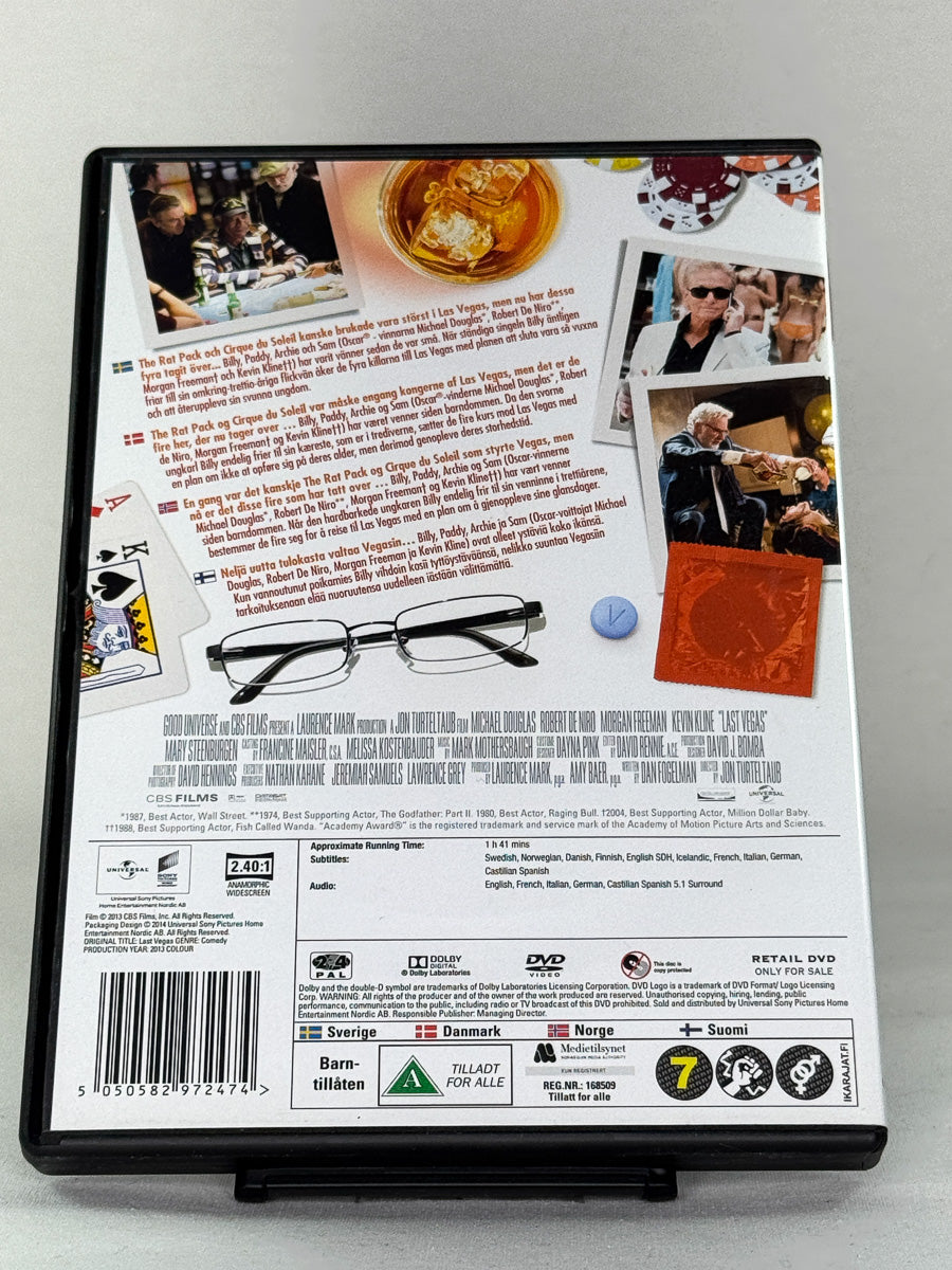 Bakside av DVD-cover for Last Vegas, brukt DVD hos Brukbar Film.