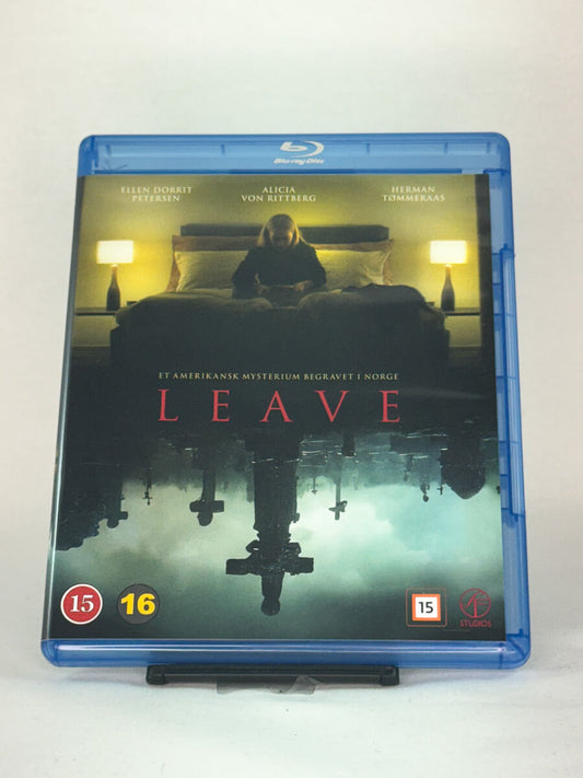 Forside av Blu-ray-cover til Leave med Alicia von Rittberg og Herman Tømmeraas – norsk-amerikansk thriller på brukt Blu-ray hos Brukbar Film.