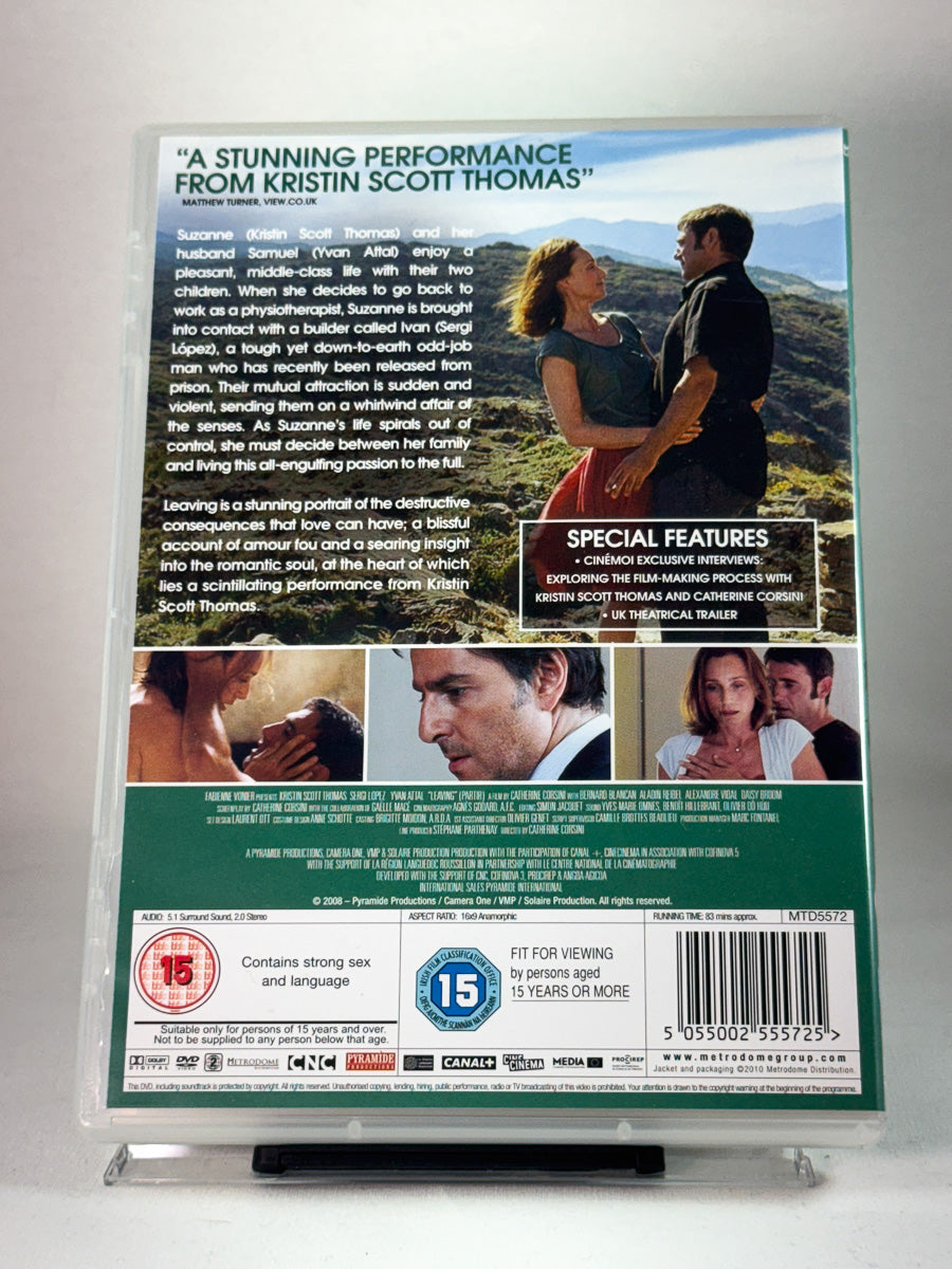 Bakside av DVD-cover til Leaving, bruktfilm hos nettbutikken Brukbar Film
