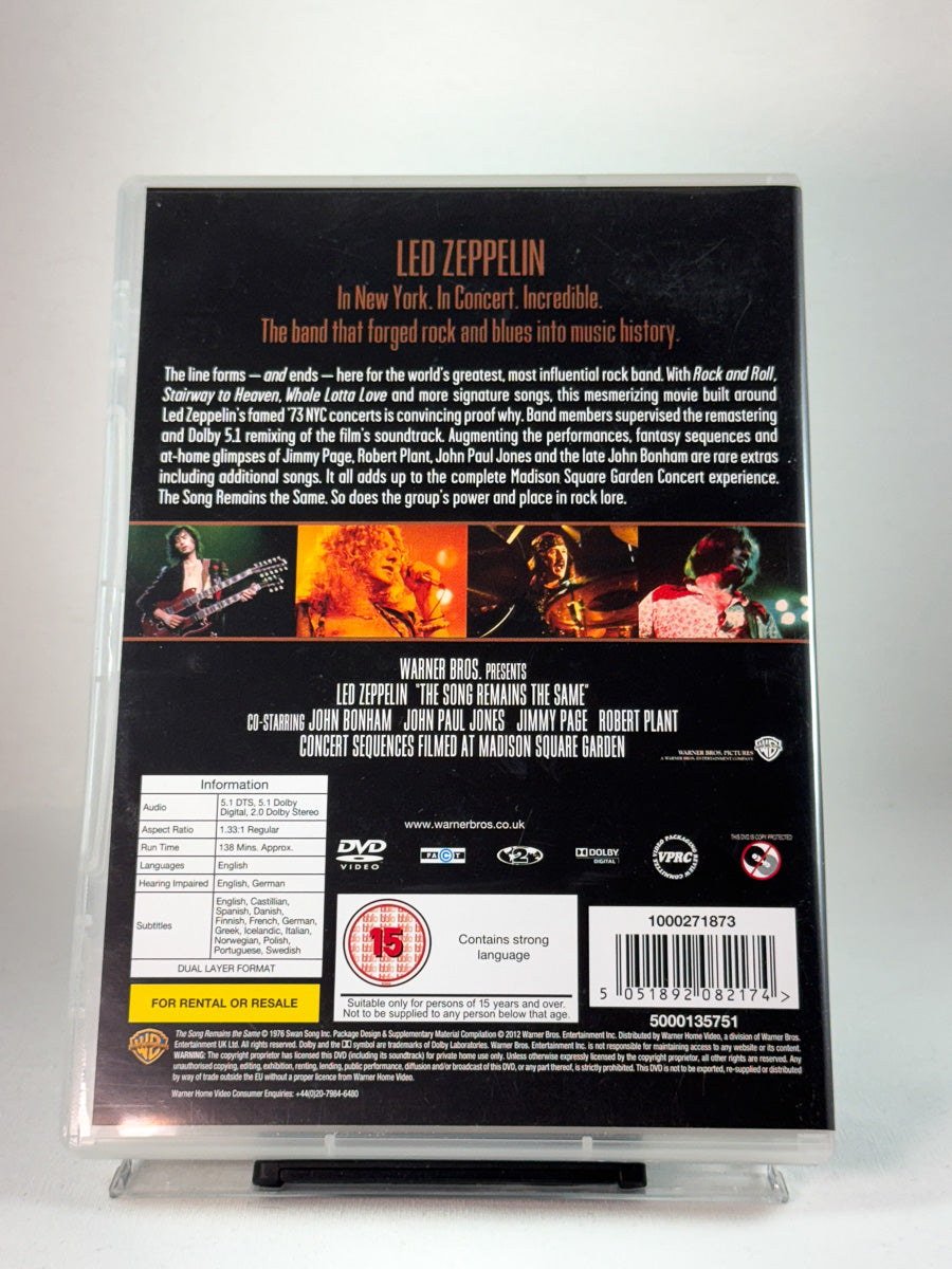 Bakside av cover til Led Zeppelin – The Song Remains the Same, brukt DVD hos Brukbar Film