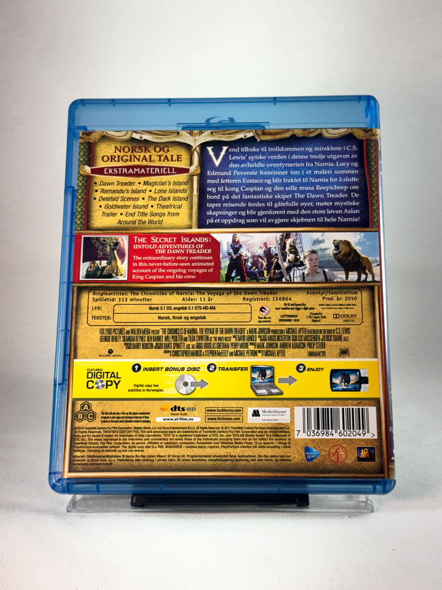 Bakside av cover til Legenden om Narnia: Reisen til Ytterste Hav, brukt Blu-ray hos Brukbar Film