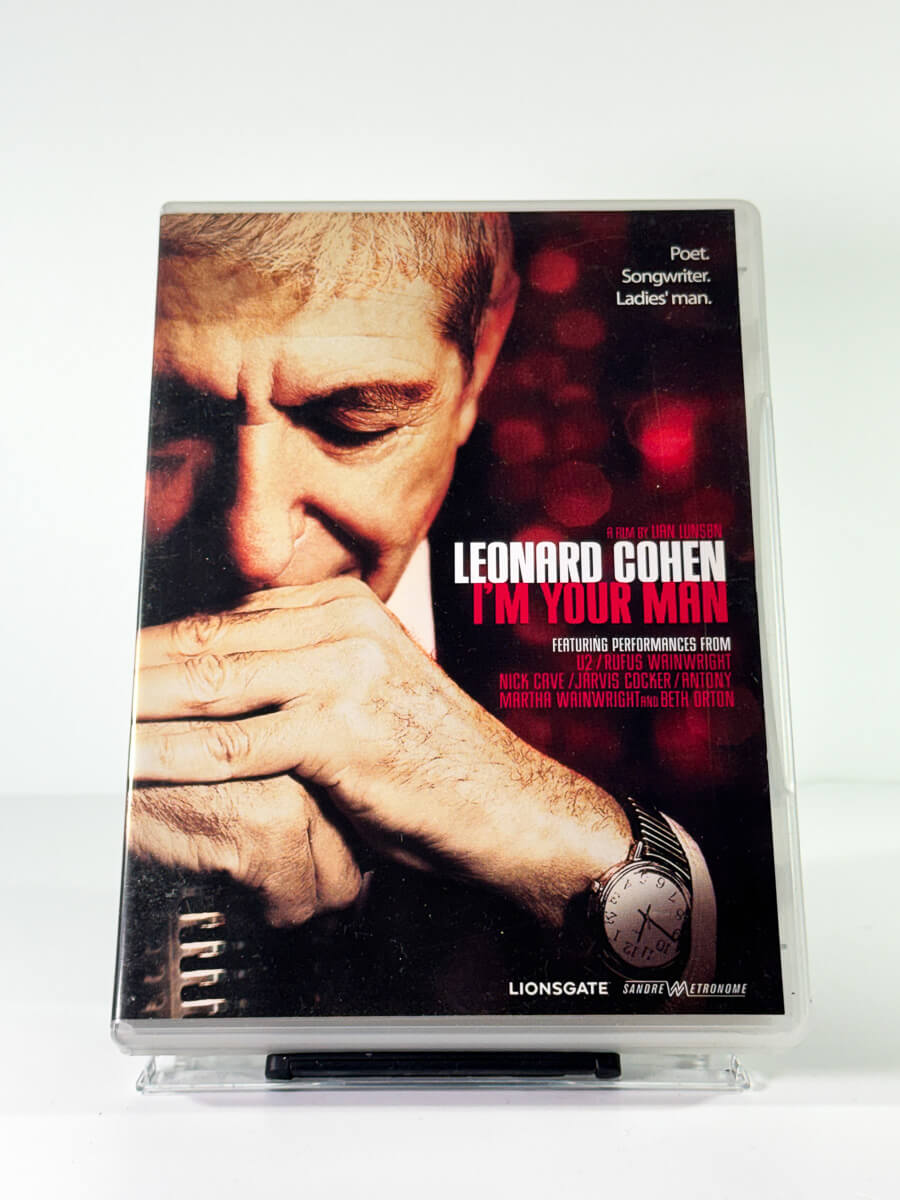 Forside av cover til leonard cohen im your man, bruktfilm på DVD hos Brukbar Film