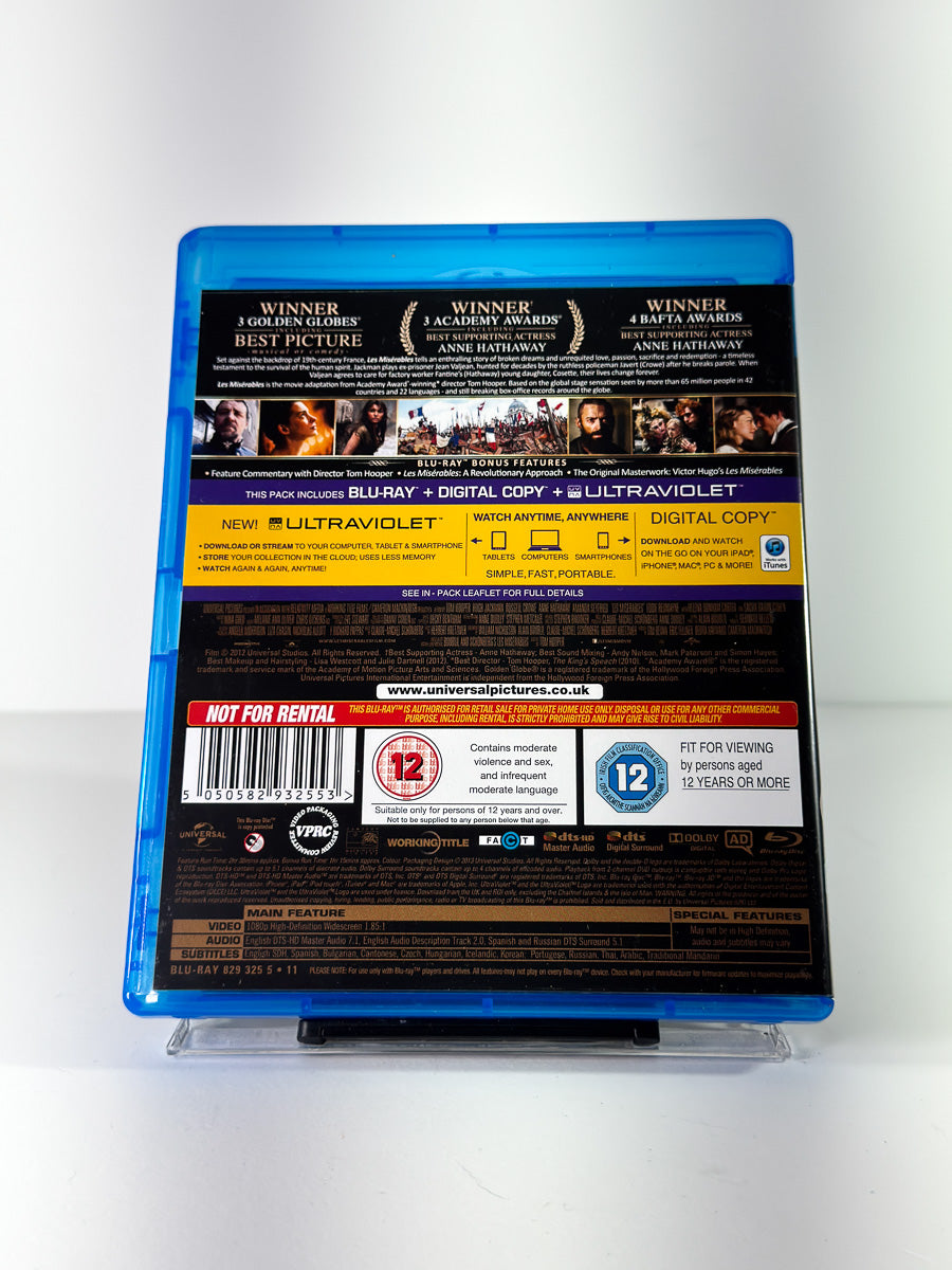 Bakside av cover til Les Misérables på Blu-ray