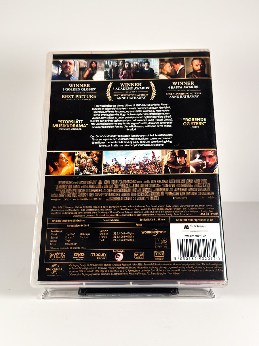 Bakside av cover til Les Misérables på DVD