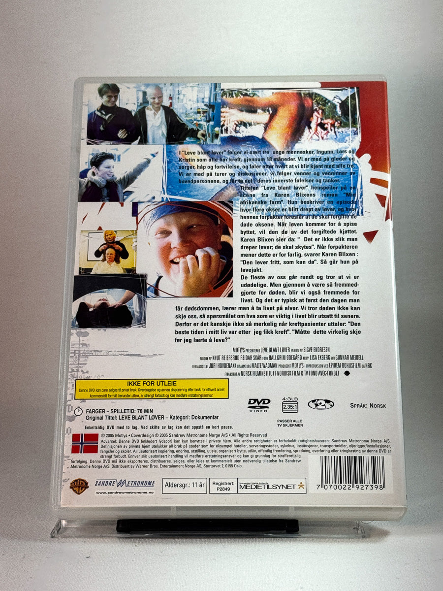 Bakside av DVD-coveret til Leve blant løver, brukt original DVD hos Brukbar Film