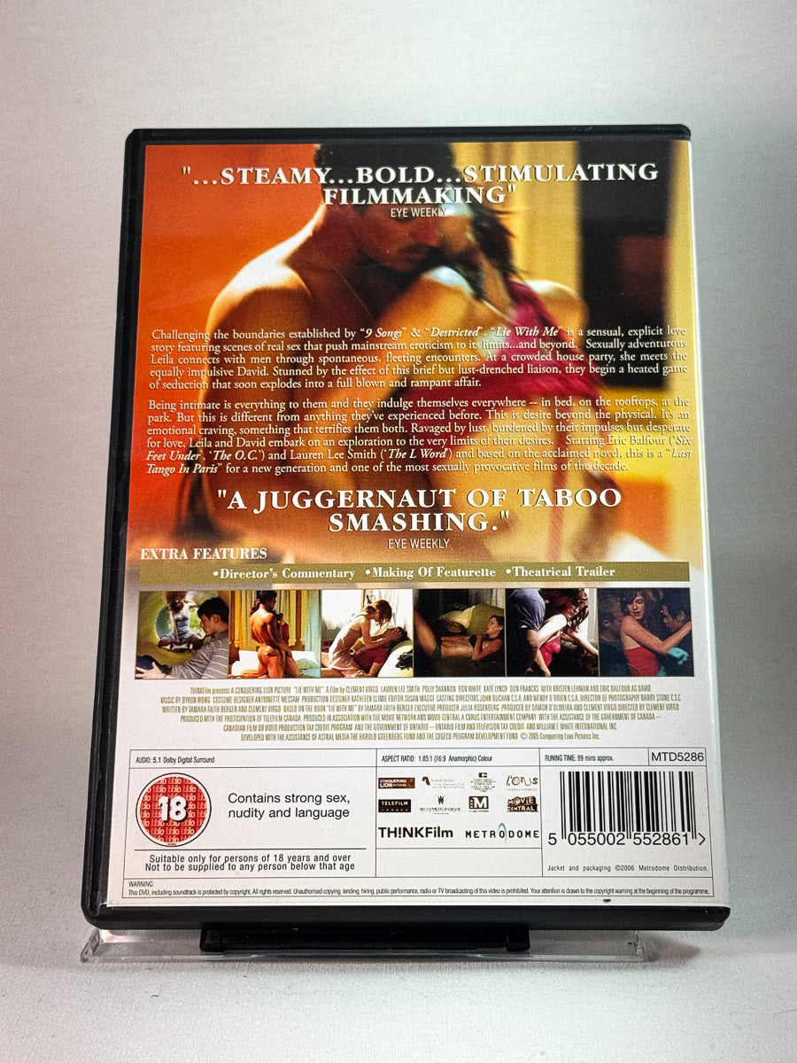Bakside av cover til Lie with Me, bruktfilm hos nettbutikken Brukbar Film
