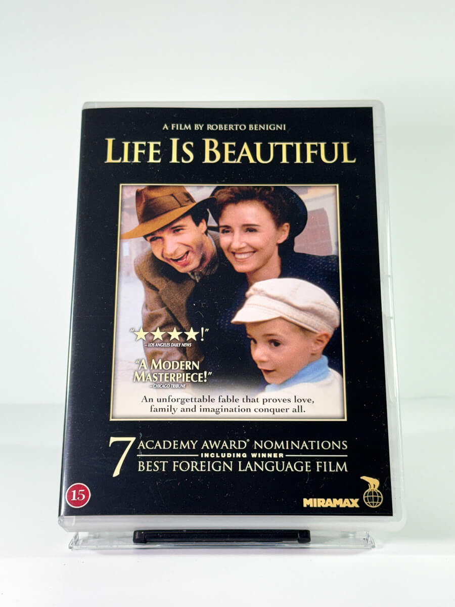 Forside av cover til life is beautiful, bruktfilm på DVD hos Brukbar Film