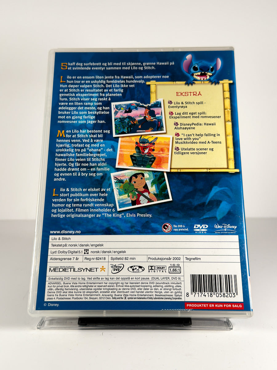 Bakside av cover til Lilo & Stitch på DVD
