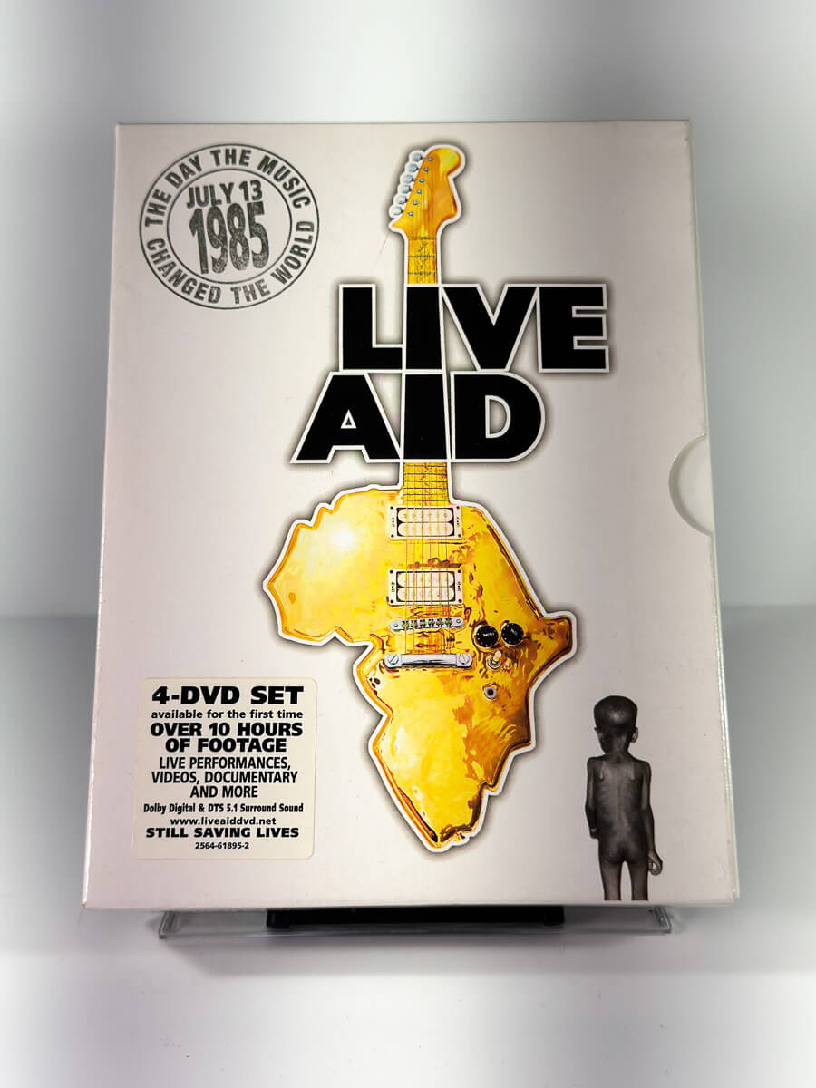 Forside av cover til Live Aid 1985, bruktfilm hos nettbutikken Brukbar Film