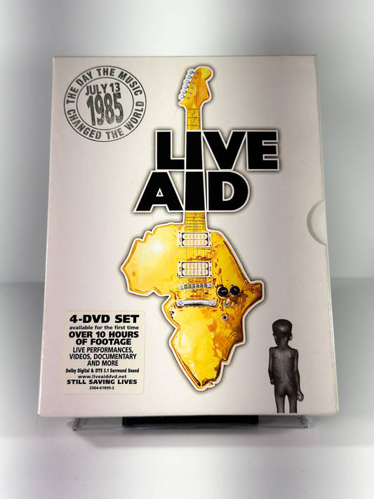 Forside av cover til Live Aid 1985, bruktfilm hos nettbutikken Brukbar Film