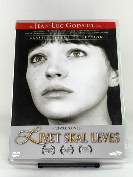 Forside av DVD-cover til Livet skal leves (Vivre sa vie) – Jean-Luc Godards klassiske franske film, brukt film hos Brukbar Film