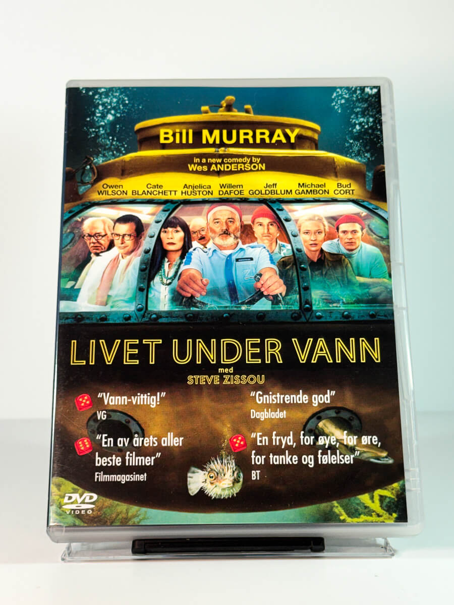 Forside av cover til Livet under vann med Steve Zissou, brukt original DVD hos Brukbar Film