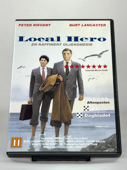 Forsidebilde av DVD-cover til Local Hero – komedieklassiker med Burt Lancaster, brukt film fra Brukbar Film