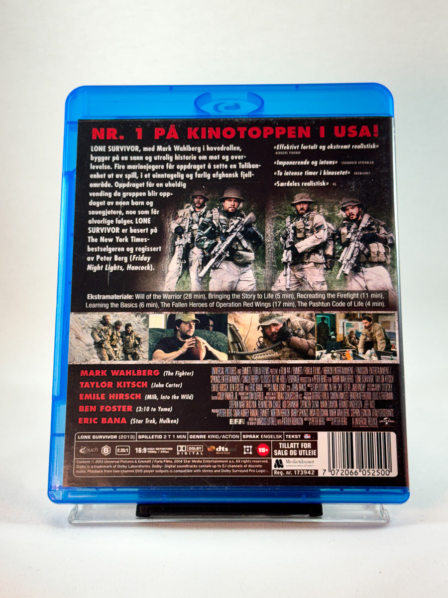 Bakside av cover til Lone Survivor, brukt original Blu-ray hos Brukbar Film