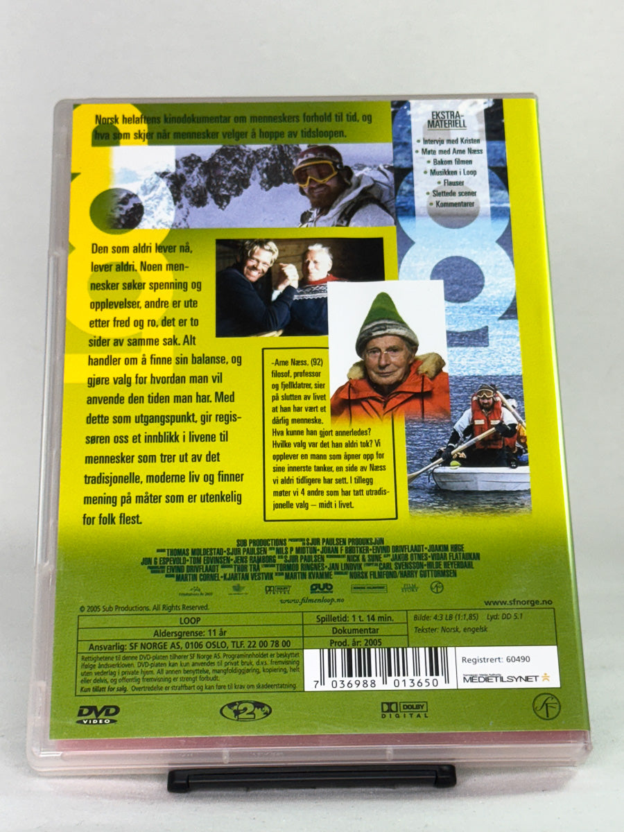 DVD-bakside til filmen Loop
Baksiden viser info, spesifikasjoner og eventuell ekstratekst – produktbilde fra nettbutikken Brukbar Film