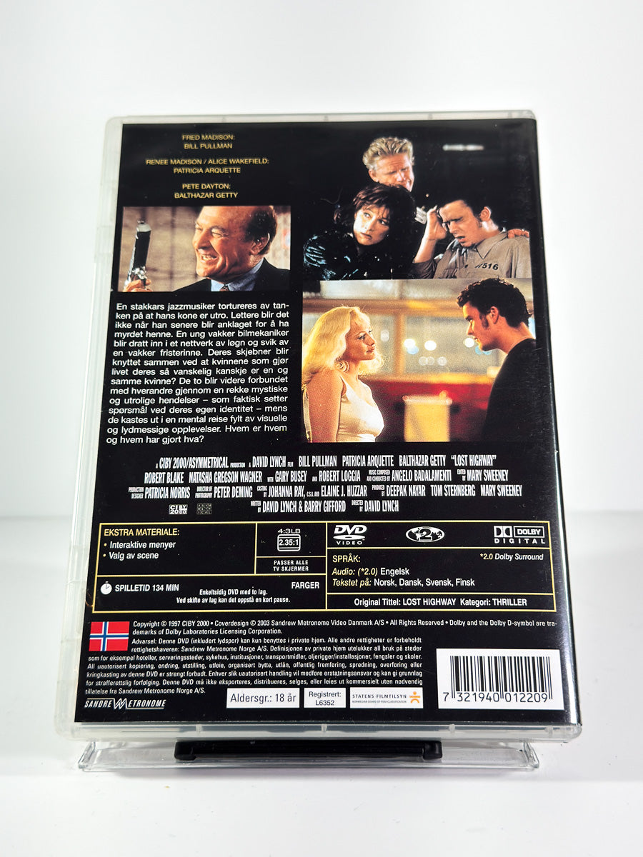Bakside av cover til Lost Highway på DVD