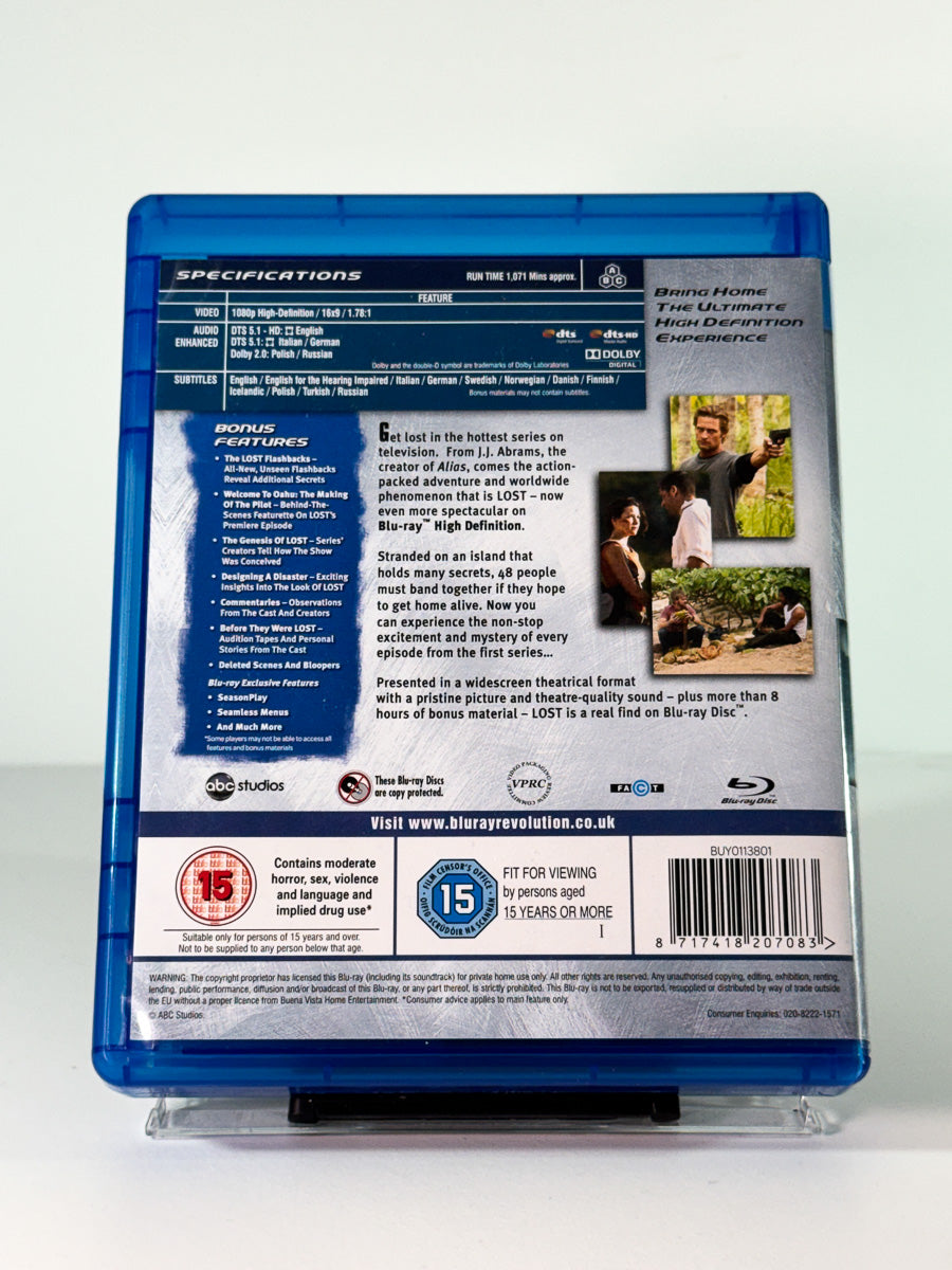Bakside av cover til lost – the complete first season, brukt original Blu-ray hos Brukbar Film