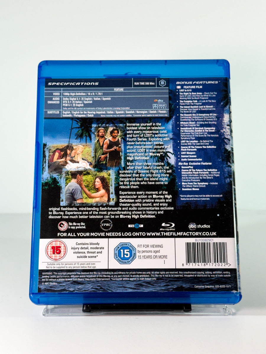 Bakside av cover til lost – the complete fourth season, bruktfilm hos nettbutikken Brukbar Film