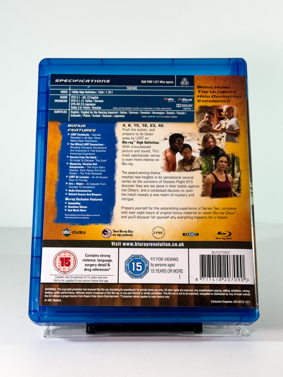 Bakside av cover til lost – the complete second season, bruktfilm hos nettbutikken Brukbar Film
