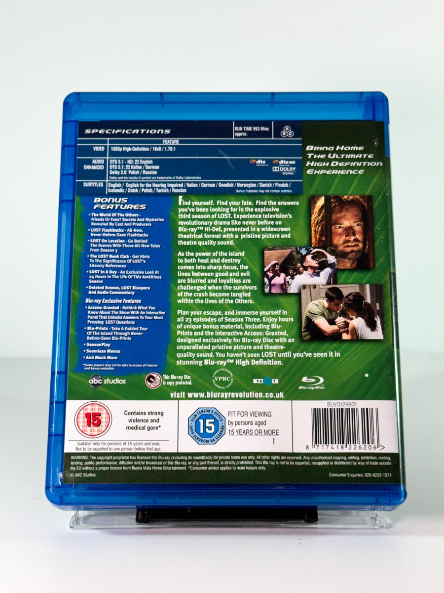 Bakside av cover til lost – the complete third season, brukt original Blu-ray hos Brukbar Film