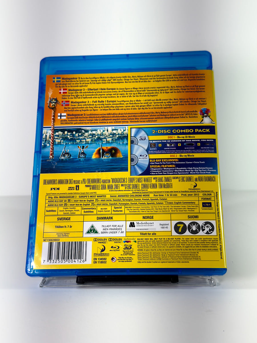 Bakside av cover til Madagascar 3: Europe's Most Wanted på Blu-ray