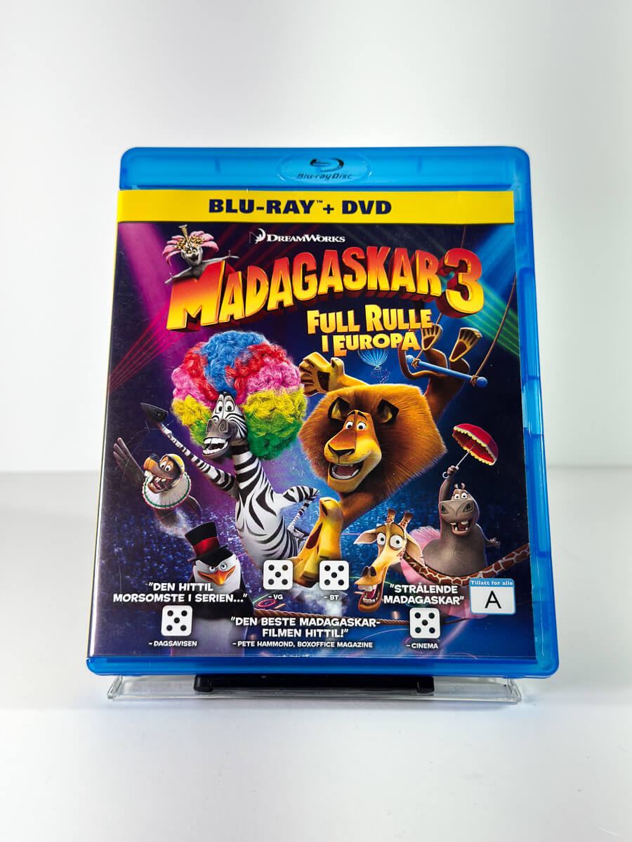 Forside av cover til Madagaskar 3: Full rulle i Europa på Blu-ray