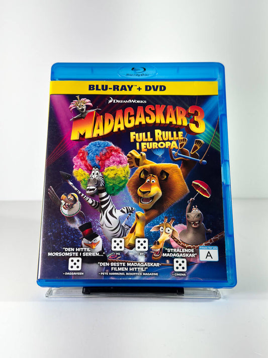 Forside av cover til Madagaskar 3: Full rulle i Europa på Blu-ray